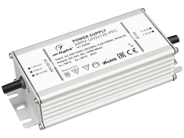 Блок питания ARPV-UH24120-PFC (24V, 5.0A, 120W) (Arlight, IP67 Металл, 7 лет) фото:2