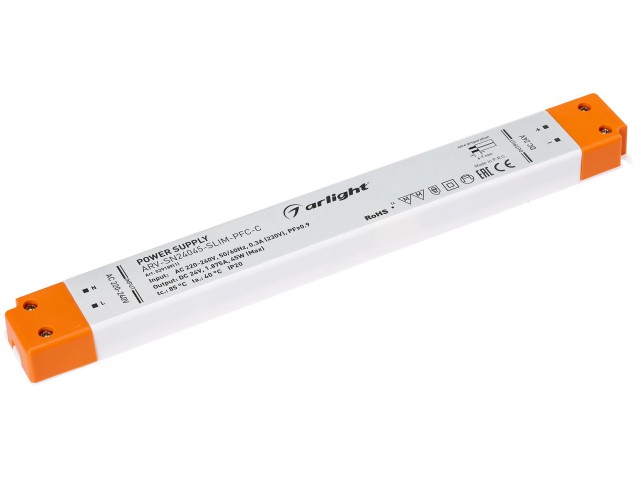 Блок питания ARV-SN24045-SLIM-PFC-C (24V, 1.87A, 45W) (Arlight, IP20 Пластик, 3 года) фото:1