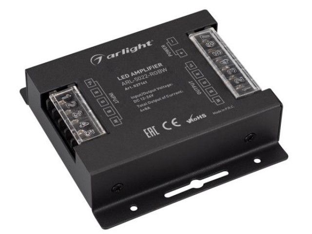 Усилитель ARL-5022-RGBW (12-24V, 4x8A, 384-768W) (Arlight, IP20 Металл, 3 года) фото:11