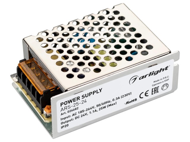 Блок питания ARS-25-24 (24V, 1.1A, 25W) (Arlight, IP20 Сетка, 2 года) фото:5