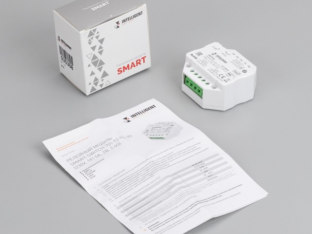INTELLIGENT ARLIGHT Релейный модуль SMART-SWITCH-701-72-PS-IN (230V, 1x1.5A, ZB, 2.4G) (IARL, Пластик) фото:1