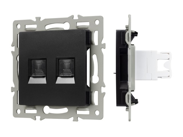 Механизм компьютерной розетки двойной SCT-MPC2-PL-BK (RJ-45, CAT6) (Arlight, -) фото:4