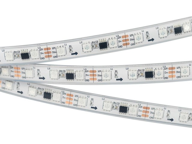 Лента герметичная SPI-P-B60-12mm 12V RGB-PX3 (14.4W/m, IP66, 5060, 5m) (Arlight, бегущий огонь) фото:8