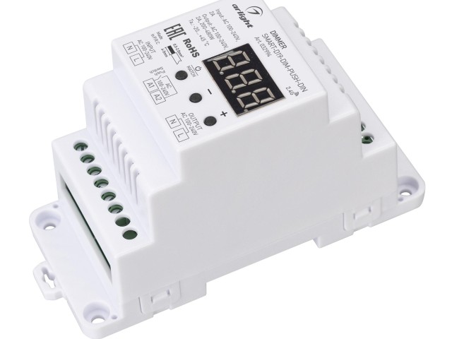 Диммер SMART-D19-DIM-PUSH-DIN (230V, 2A, TRIAC, 2.4G) (Arlight, IP20 Пластик, 5 лет) фото:3