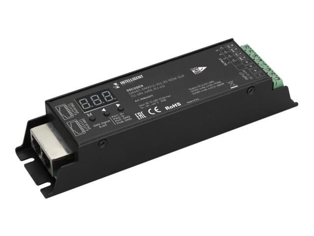 INTELLIGENT ARLIGHT Декодер SMART-DMX512-304-83-RDM-SUF Black (12-48V, 4x8A, RJ-45) (IARL, IP20 Металл, 5 лет) фото:1