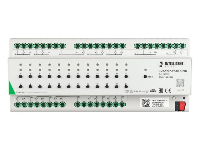 INTELLIGENT ARLIGHT Релейный модуль KNX-7242-72-DRO-DIN Grey (BUS, 24x10A) (IARL, IP20 Пластик, 2 года) фото:3