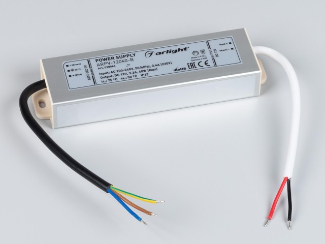 Блок питания ARPV-12040-B (12V, 3.3A, 40W) (Arlight, IP67 Металл, 3 года) фото:1