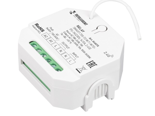 INTELLIGENT ARLIGHT Релейный модуль SMART-701-72-WTI-WTO-PS-IN  (230V, 1x15A, 2.4G) (IARL, IP20 Пластик, 5 лет) фото:2
