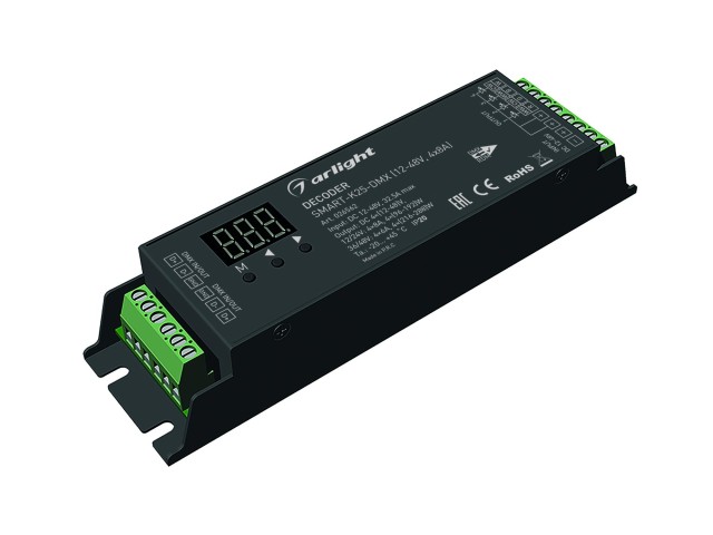 Декодер SMART-K25-DMX (12-36V, 4x8A) (Arlight, IP20 Металл, 5 лет) фото:10