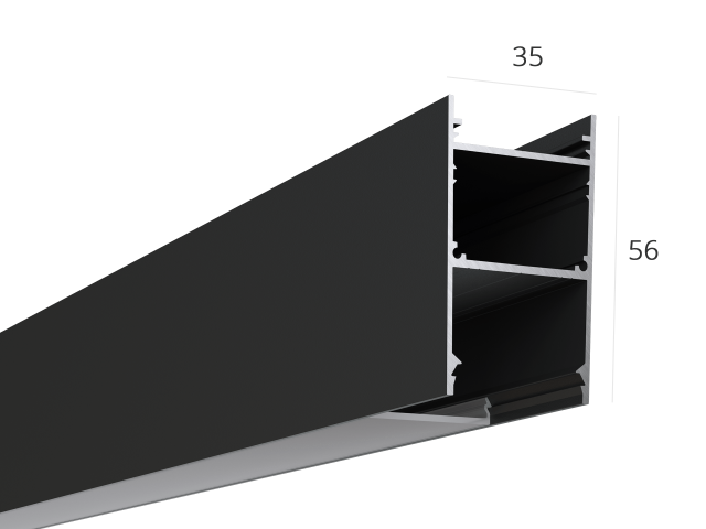 Алюминиевый LED профиль LINE 3556 ral9005 LT70 (с экраном) — 2000мм фото:2