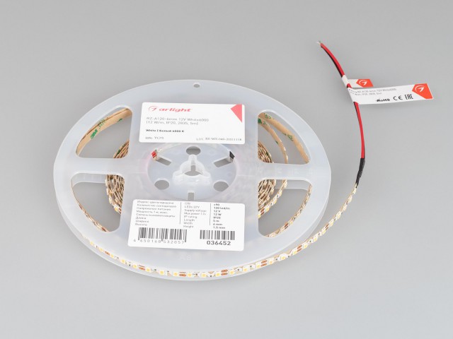 Лента RZ-A120-6mm 12V White6000 (12 W/m, IP20, 2835, 5m) (Arlight, 12 Вт/м, IP20) фото:1