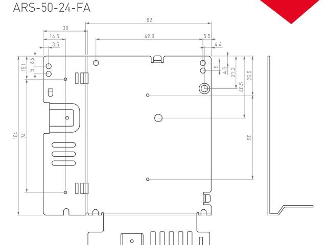Блок питания ARS-50-24-FA (24V, 2.2A, 53W) (Arlight, IP20 Сетка, 3 года) фото:3
