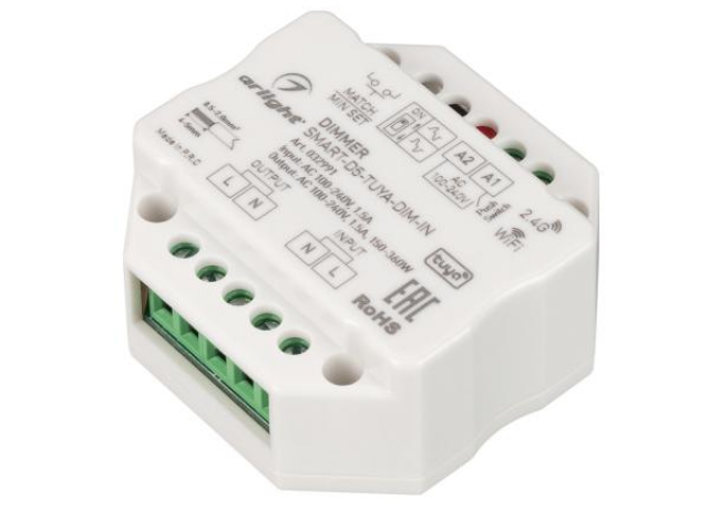 Диммер SMART-D5-TUYA-DIM-IN (230V, 1.5A, TRIAC, WiFi, 2.4G) (Arlight, IP20 Пластик, 5 лет) фото:2