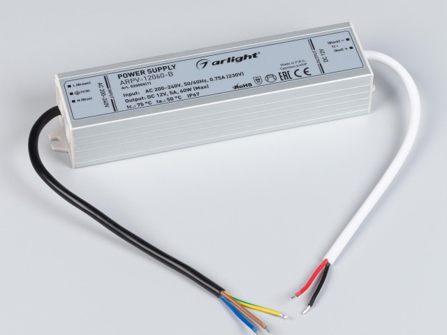 Блок питания ARPV-12060-B (12V, 5.0A, 60W) (Arlight, IP67 Металл, 3 года) фото:3