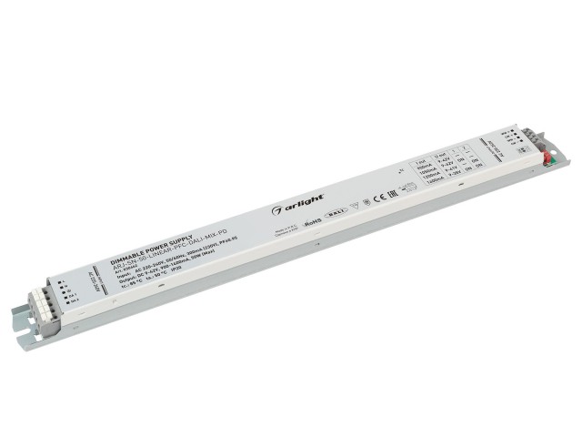 Блок питания ARJ-SN-50-LINEAR-PFC-DALI-MIX-PD (50W, 9-42V, 0.9-1.4А) (Arlight, IP20 Металл, 3 года) фото:1