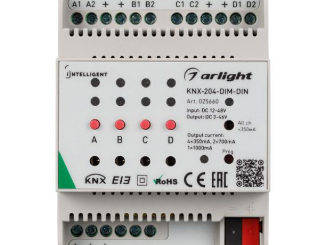 INTELLIGENT ARLIGHT Диммер KNX-204-DIM-DIN (12-48V, 8x0.35/4x0.7/2x1A) (IARL, IP20 Пластик, 2 года) фото:5