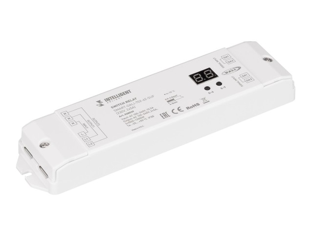INTELLIGENT ARLIGHT Релейный модуль SMART-DALI-702-62-SUF (230V, 2x5A) (IARL, IP20 Пластик, 5 лет) фото:1
