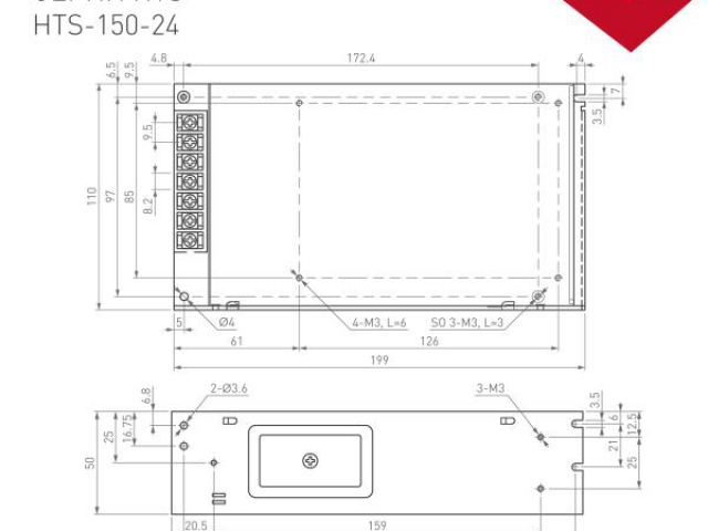Блок питания HTS-150-24 (24V, 6.2A, 150W) (Arlight, IP20 Сетка, 3 года) фото:3