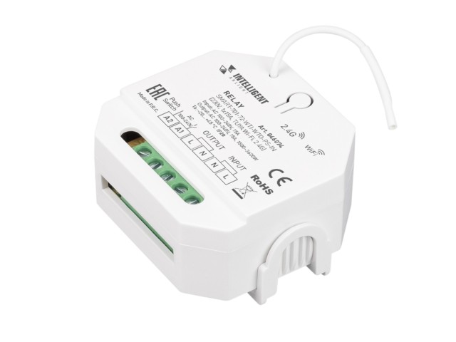 INTELLIGENT ARLIGHT Релейный модуль SMART-701-72-WTI-WTO-PS-IN  (230V, 1x15A, TUYA Wi-Fi, 2.4G) (IARL, IP20 Пластик, 5 лет) фото:1