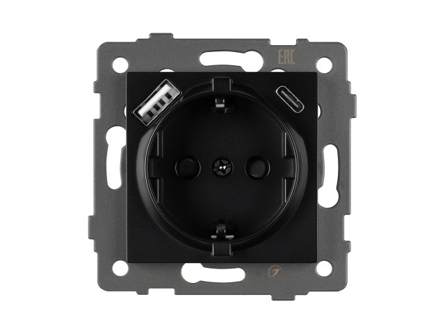 Механизм розетки с USB зарядкой SCT-MUAC-PL-BK-V (250V, 16A) (Arlight, -) фото:3