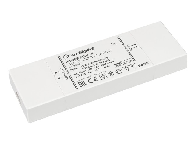 Блок питания ARV-SP-48090-FLAT-PFC (48V, 1.8A, 90W) (Arlight, IP20 Пластик, 5 лет) фото:1