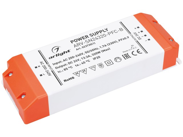Блок питания ARV-SN24320-PFC-B (24V, 13.3A, 320W) (Arlight, IP20 Пластик, 3 года) фото:3