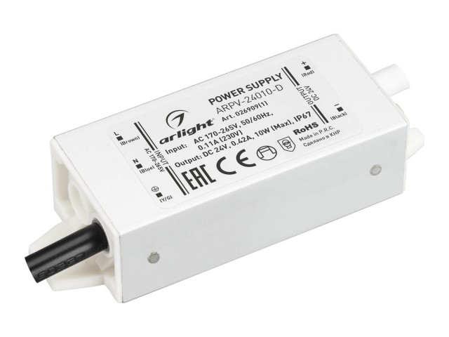 Блок питания ARPV-24010-D (24V, 0.42A, 10W) (Arlight, IP67 Металл, 3 года) фото:1