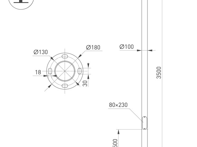 Опора фланцевая OXOR-OK1-D100-L3500 (BK) (Arlight, Алюминий) фото:1