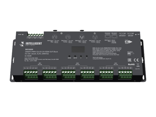 INTELLIGENT ARLIGHT Декодер SMART-PWM-124-83-SH-RDM-SUF Black (12-24V, 24x4A, XLR3, DMX512) (Arlight, IP20 Металл, 5 лет) фото:2