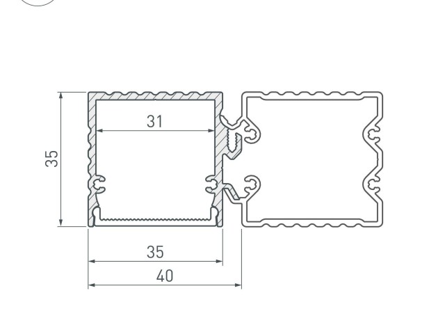 Профиль с экраном ALU-BASE-PW35S-2000 ANOD+FROST AG (Arlight, Металл) фото:9