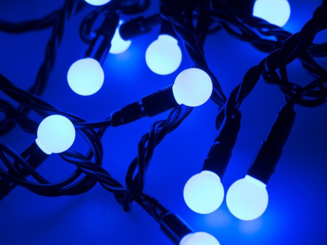 Светодиодная гирлянда ARD-BALL-CLASSIC-D13-10000-BLACK-100LED BLUE (230V, 7W) (Ardecoled, IP65) фото:1