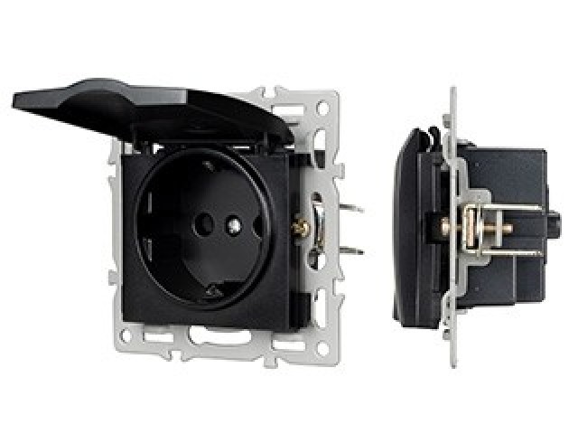 Механизм розетки влагозащищённый SCT-MCP-PL-BK (250V, 16A) (Arlight, -) фото:3