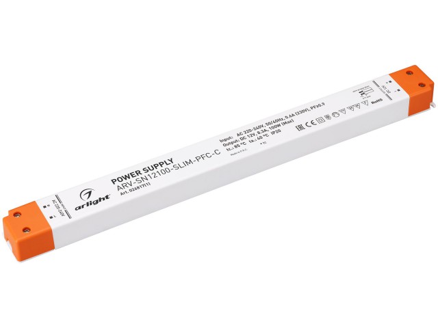 Блок питания ARV-SN12100-SLIM-PFC-C (12V, 8.3A, 100W) (Arlight, IP20 Пластик, 3 года) фото:4