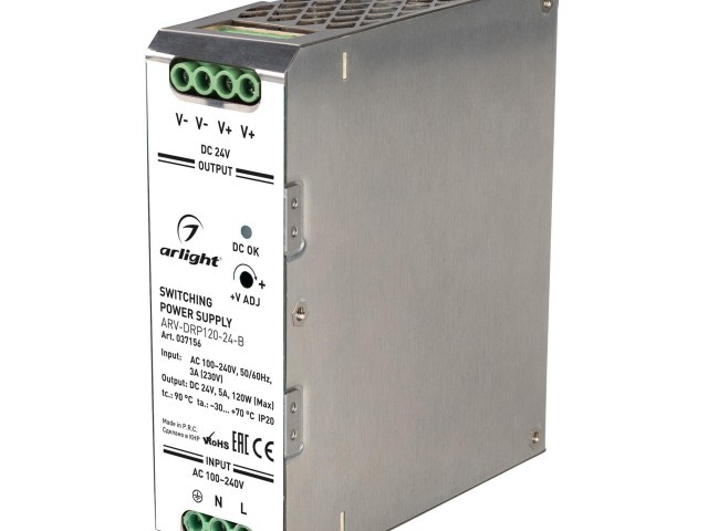 Блок питания ARV-DRP120-24-B (24V, 5A, 120W) (Arlight, IP20 Металл, 5 лет) фото:2