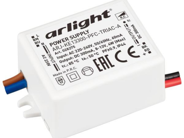 Блок питания ARJ-KE13300-PFC-TRIAC-A (4W, 300mA) (Arlight, IP44 Пластик, 5 лет) фото:6