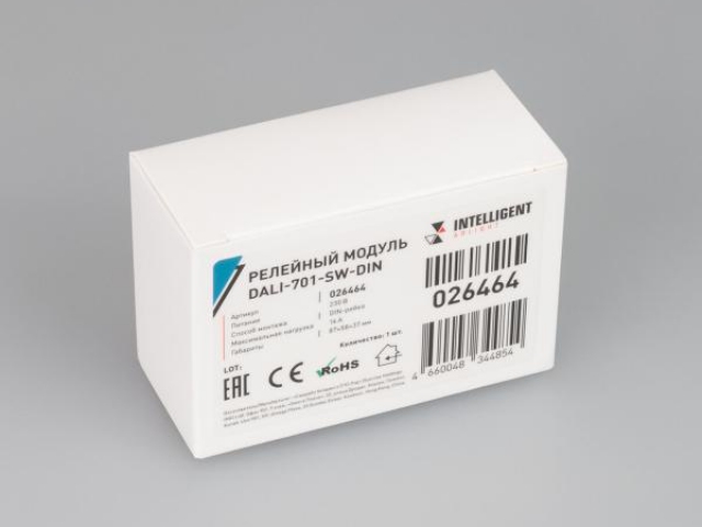 INTELLIGENT ARLIGHT Релейный модуль DALI-701-SW-DIN (BUS, 16A) (IARL, DIN-рейка) фото:1