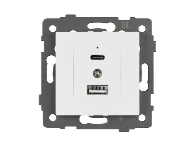 Механизм USB розетки SCT-MUAC-PL-WH-V (5V, 3A, QC4) (Arlight, -) фото:1