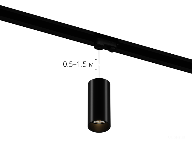 Подвесной трековый светильник HOKASU Tube Hang TR4 (55-120/ral9005 – 10w/2790/10deg) фото:1