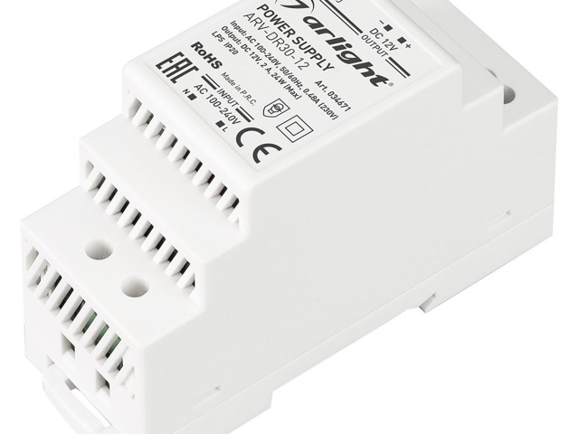 Блок питания ARV-DR30-12 (12V, 2A, 24W) (Arlight, IP20 DIN-рейка) фото:4