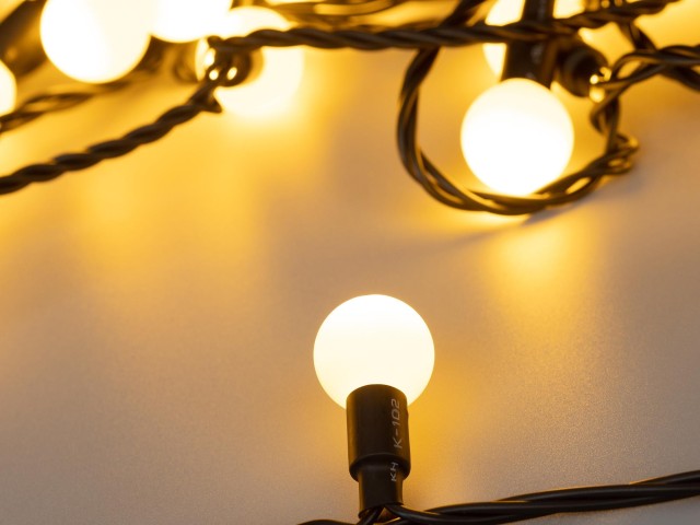 Светодиодная гирлянда ARD-BALL-CLASSIC-D23-10000-BLACK-80LED WARM (230V, 3.5W) (Ardecoled, IP65) фото:1