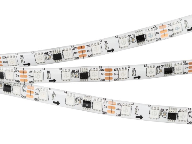 Лента герметичная SPI-SE-B60-10mm 12V RGB-PX3 (14.4 W/m, IP65, 5060, 5m) (Arlight, бегущий огонь) фото:7