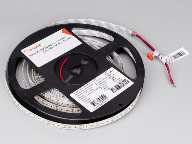 Лента MICROLED-M300-10mm 24V Warm2700 (21.6 W/m, IP20, 2216, 5m) (Arlight, 21.6 Вт/м, IP20) фото:8