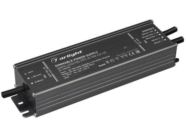 Блок питания ARPV-LG24150-PFC-0-10V-CV-CC (24V, 6.3A, 150W) (Arlight, IP67 Металл, 5 лет) фото:1