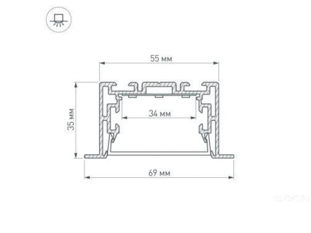 Профиль с экраном S2-LINIA69-F-2500 ANOD+OPAL (Arlight, Алюминий) фото:8