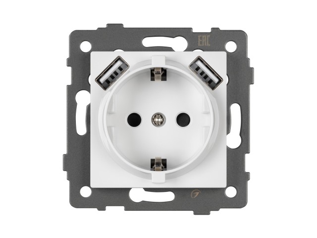 Механизм розетки с быстрой USB зарядкой SCT-MUAC-PL-WH-V (250V, 16A) (Arlight, -) фото:1