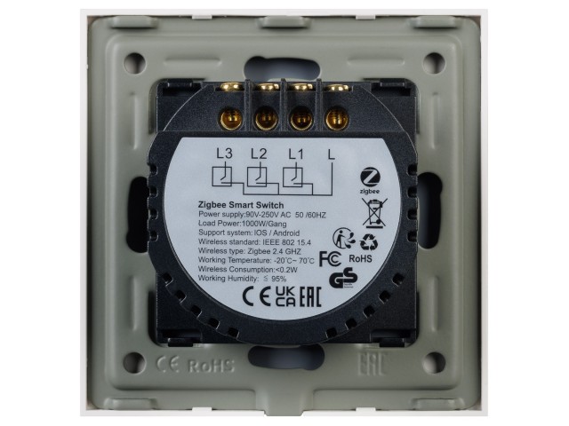 Выключатель сенсорный SWT-OMALI-S03-ZB-WH (250V, 10A, Zigbee) (Arlight, Стекло) фото:3