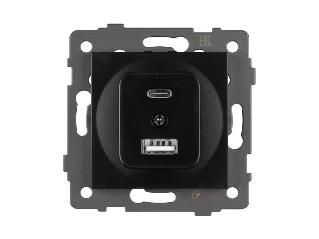 Механизм USB розетки SCT-MUAC-PL-BK-V (5V, 3A, QC4) (Arlight, -) фото:1