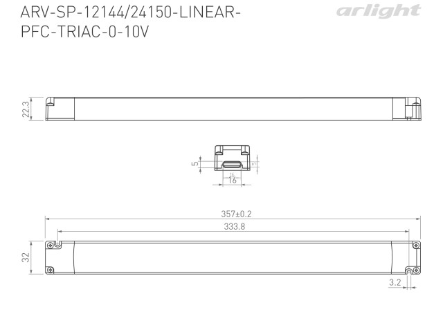 Блок питания ARV-SP-24150-LINEAR-PFC-TRIAC-0-10V (24V, 6.25A, 150W) (Arlight, IP20 Пластик, 5 лет) фото:1