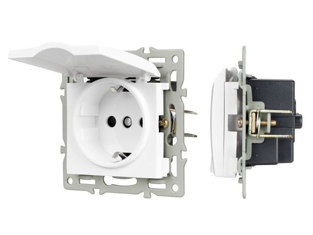 Механизм розетки влагозащищённый SCT-MCP-PL-WH (250V, 16A) (Arlight, -) фото:1