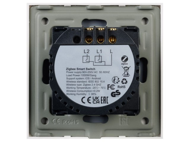Выключатель сенсорный SWT-OMALI-S02-ZB-GD (250V, 10A, Zigbee) (Arlight, Стекло) фото:4